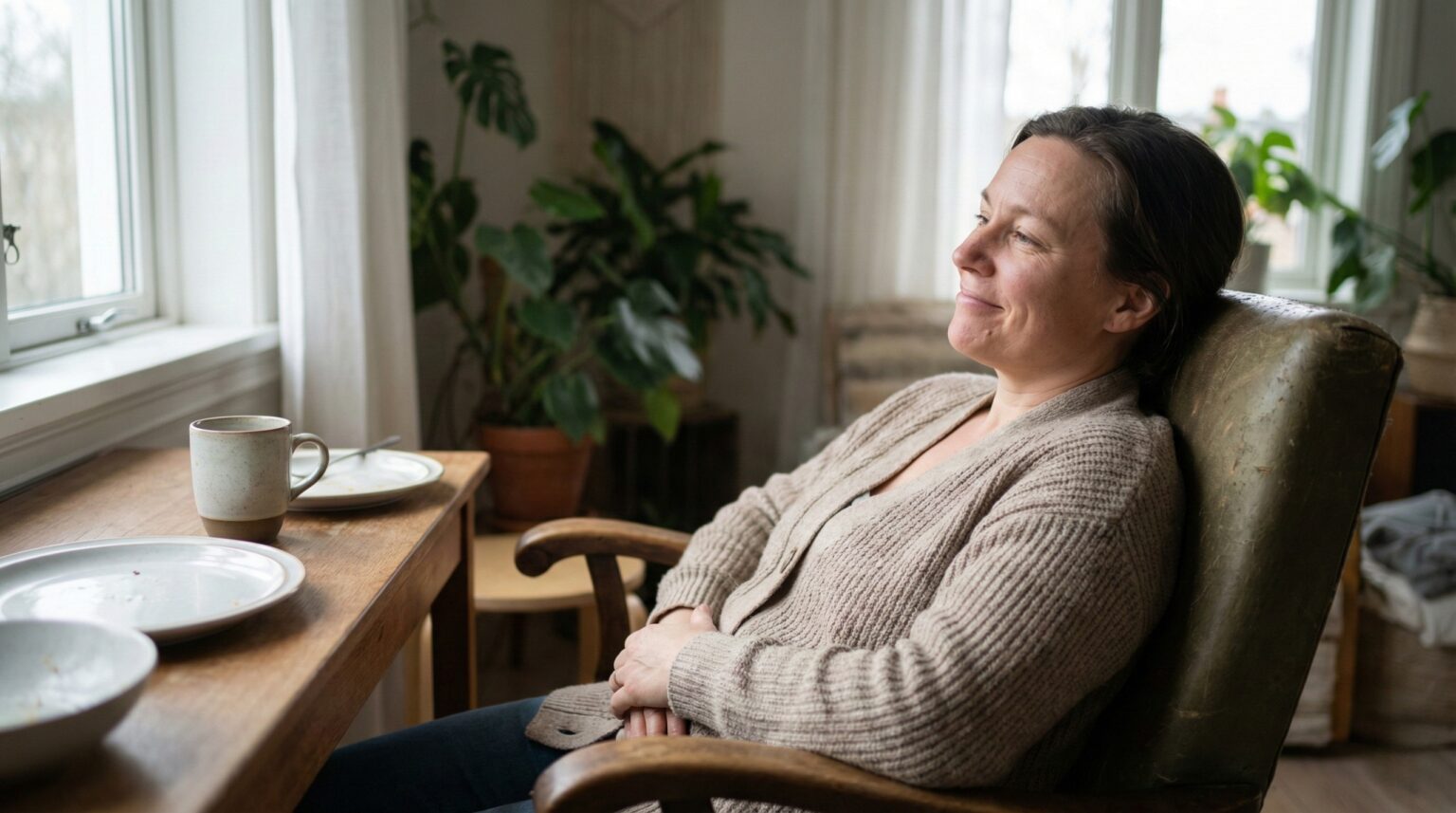 woman experiencing digestive discomfort at home