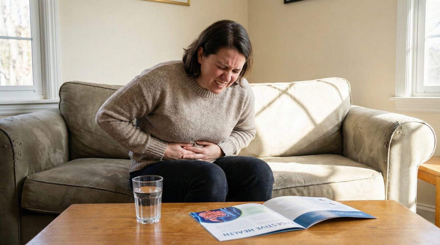 woman holding stomach due to digestion pain