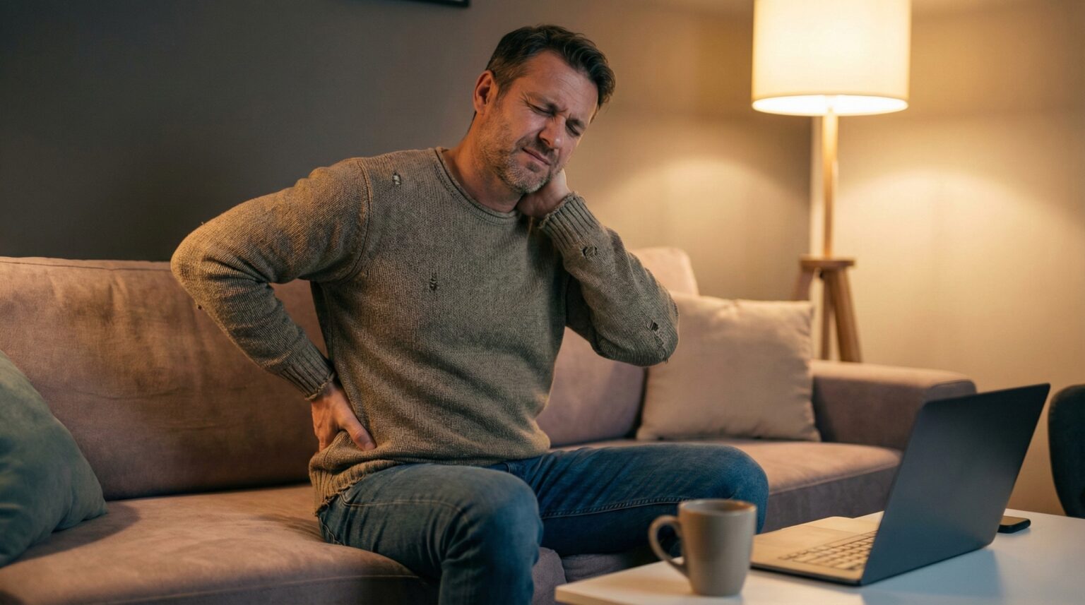 man experiencing back pain stress