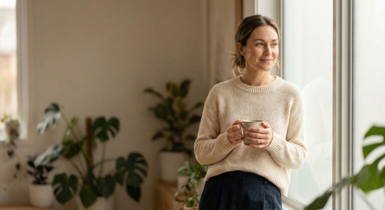 woman enjoying calm moment