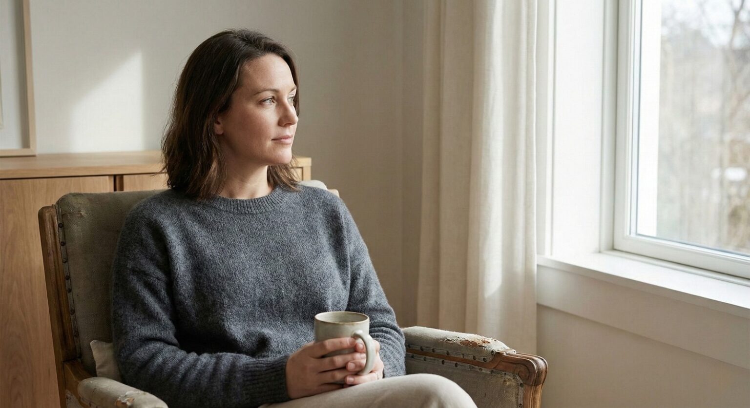 woman relaxing by window