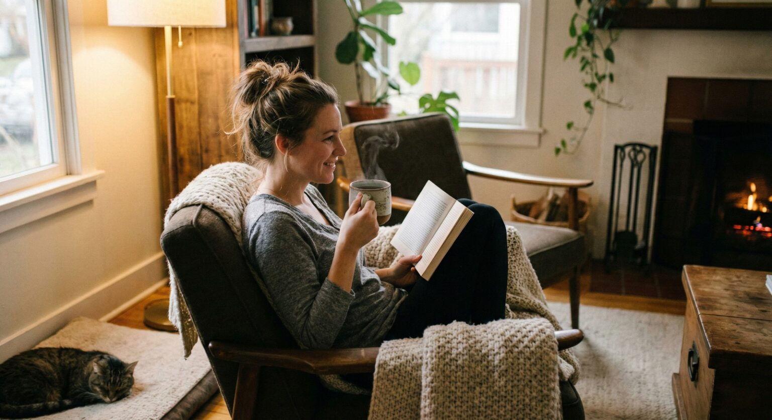 woman enjoying self care