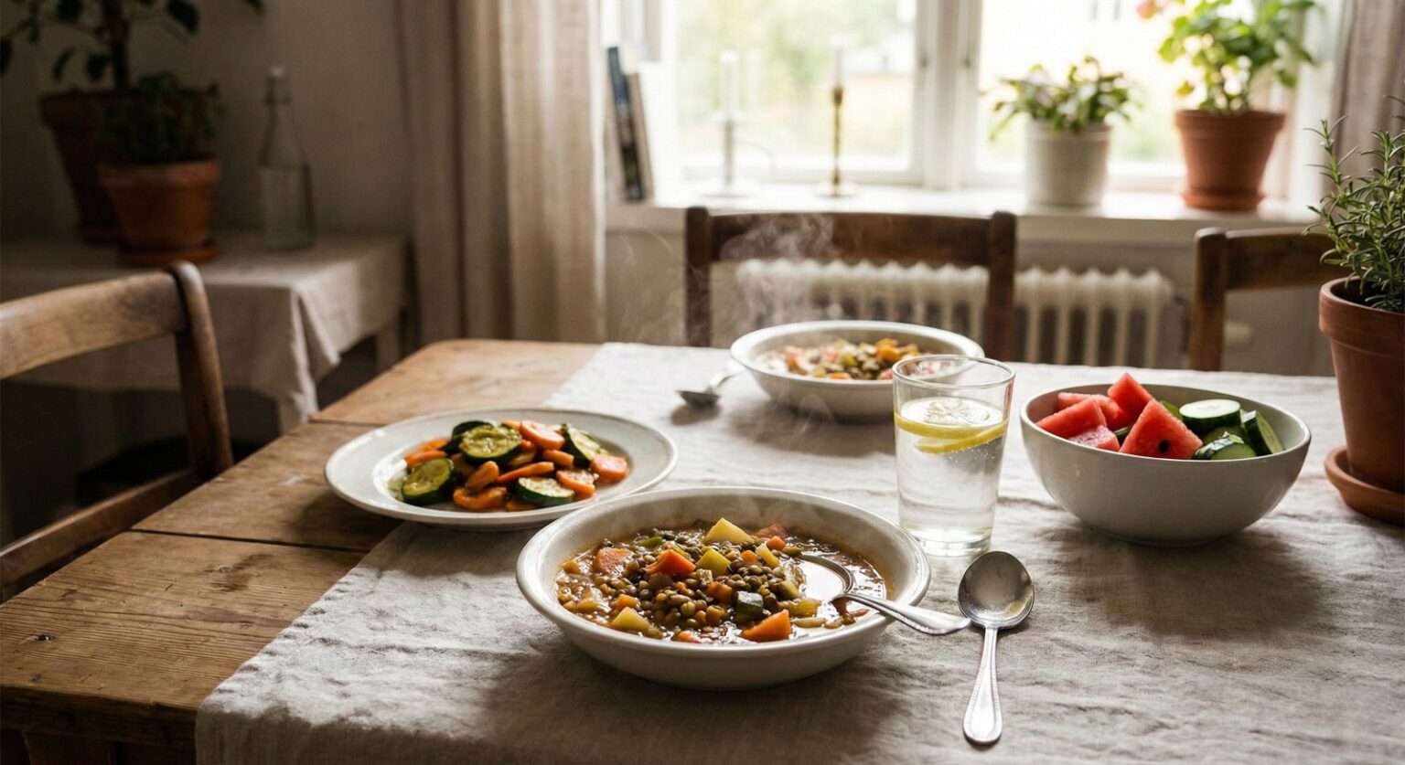 light balanced meal improving digestion comfort