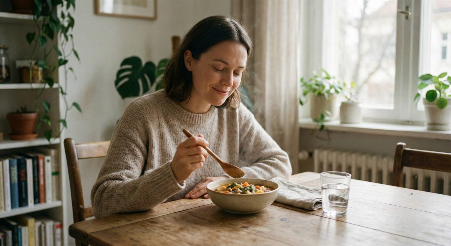 mindful eating habit supporting better digestion