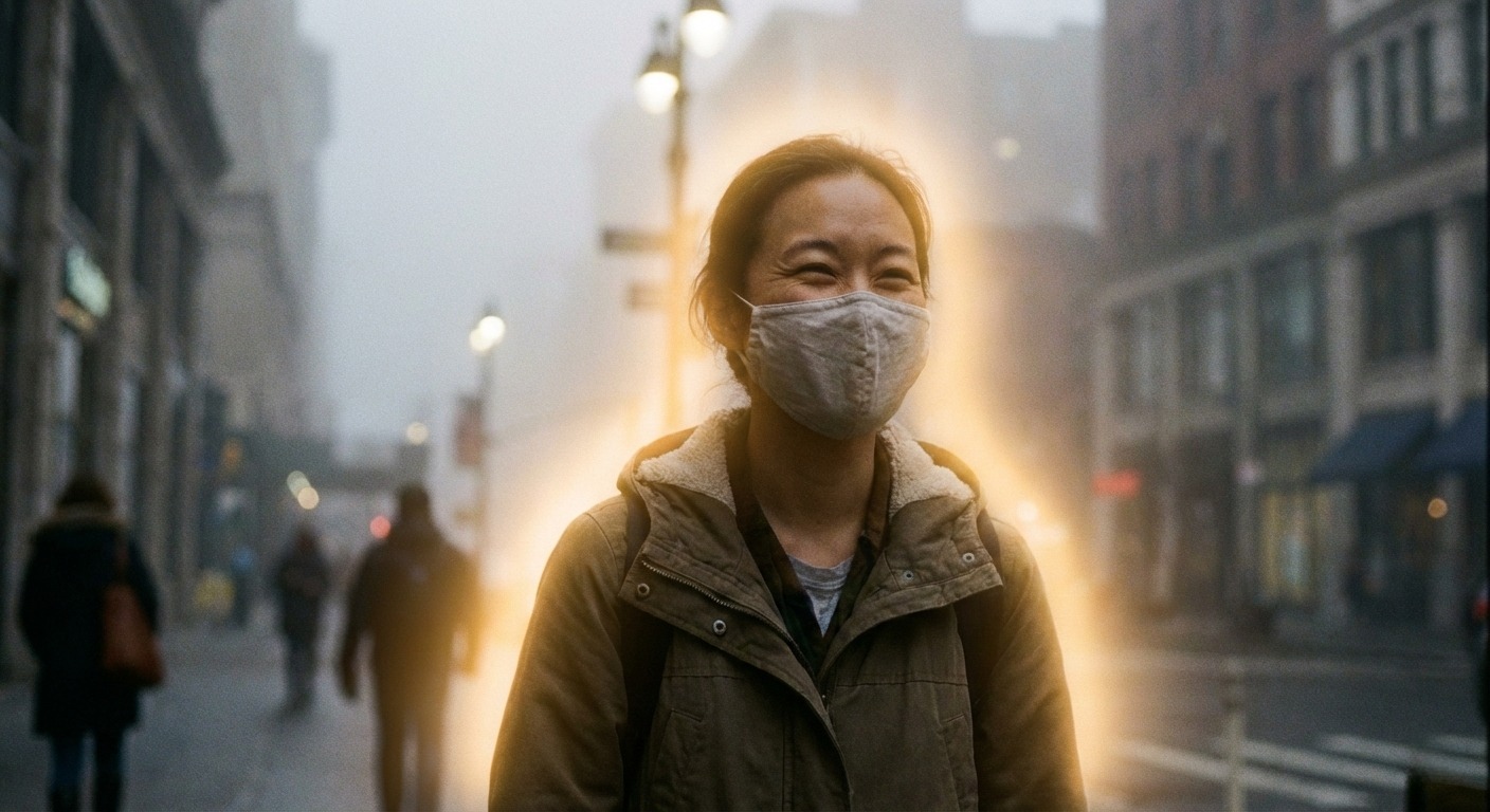 woman wearing mask to reduce pollution exposure exposure
