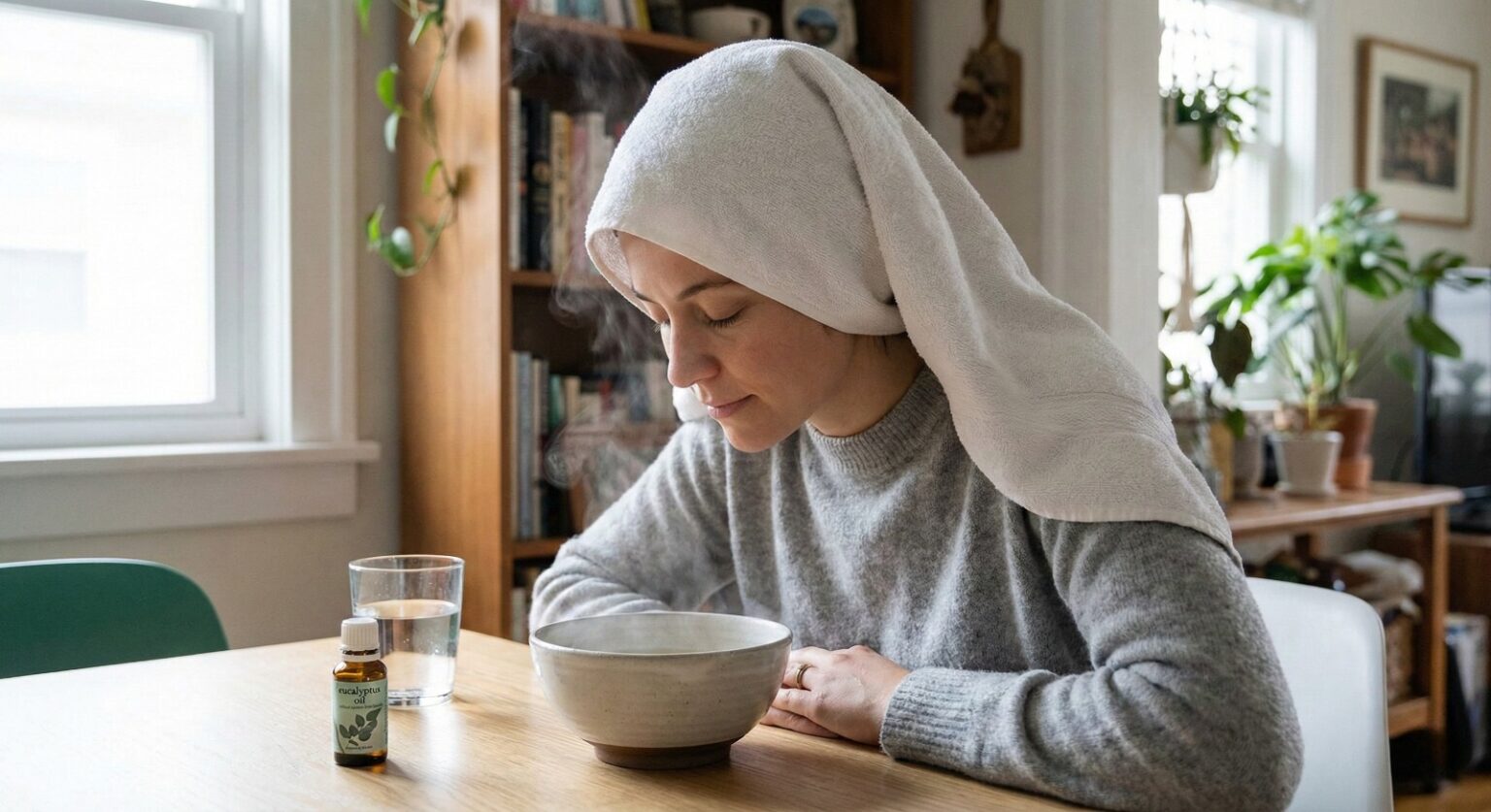 steam inhalation supporting airway relief from pollution