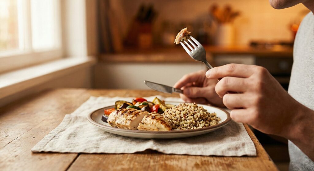 balanced plate combining favorite foods with nutrition