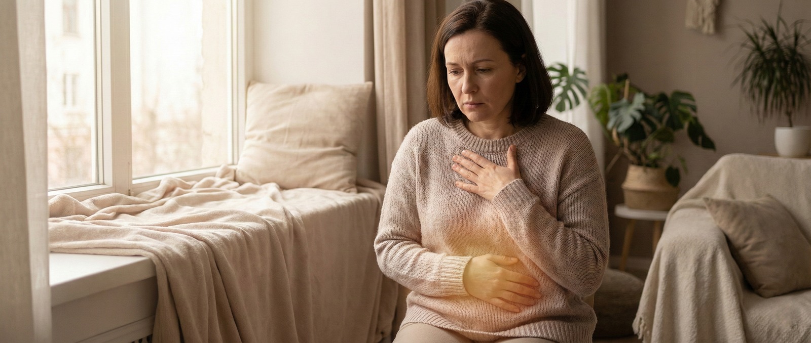 stressed woman feeling discomfort